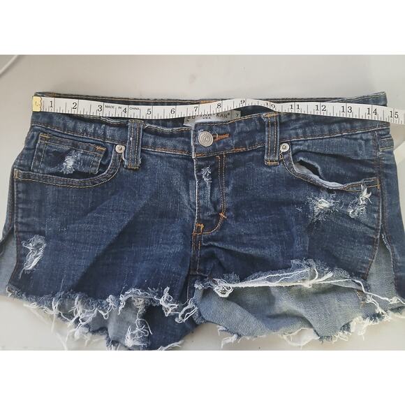 VTG Y2K BUI YAH KAH Micro Mini Distressed Denim Shorts Size 7 Streetwear Grunge - Picture 6 of 9